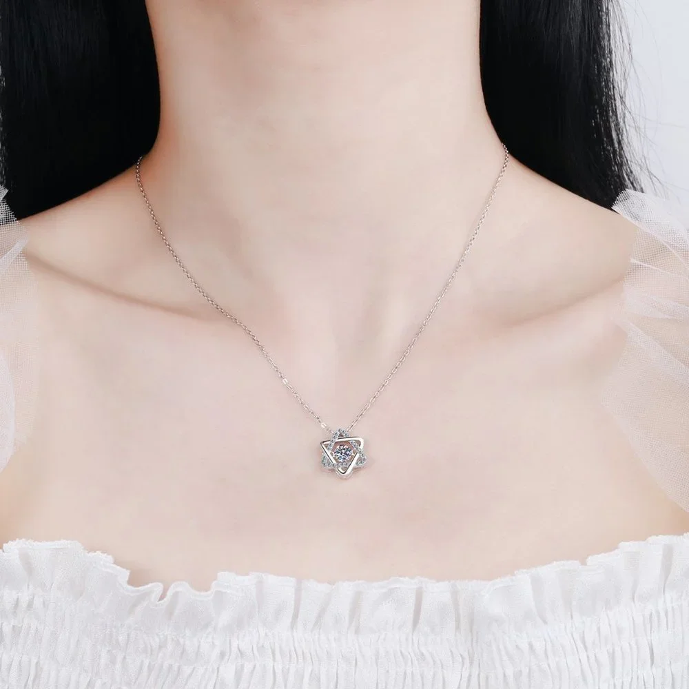 Certified 1/2ct. t.w. Diamond Moissanite Dancing Star Necklace NEW - Picture 5 of 8